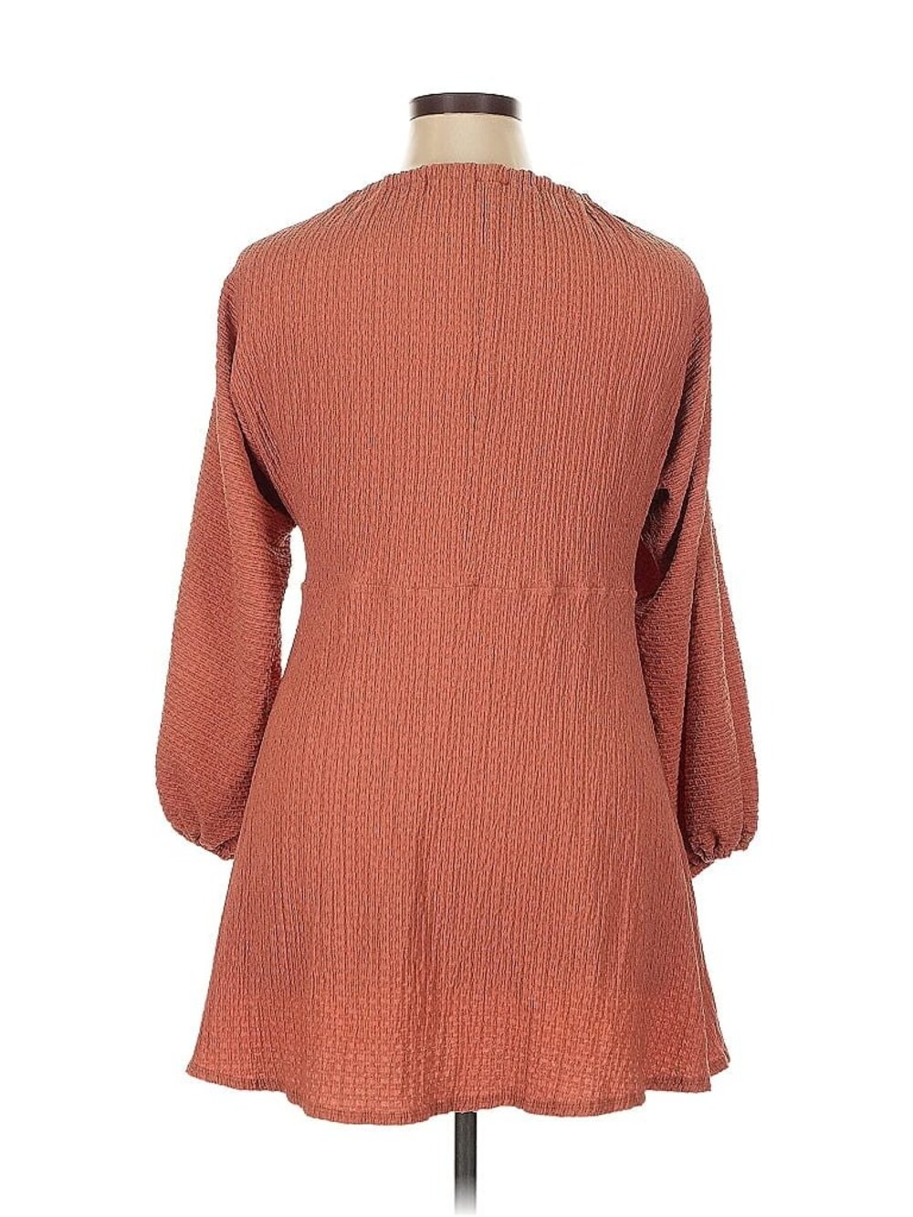 ASOS DESIGN Rust Tie-Front Mini Dress with Puff Sleeves - Picture 5 of 5
